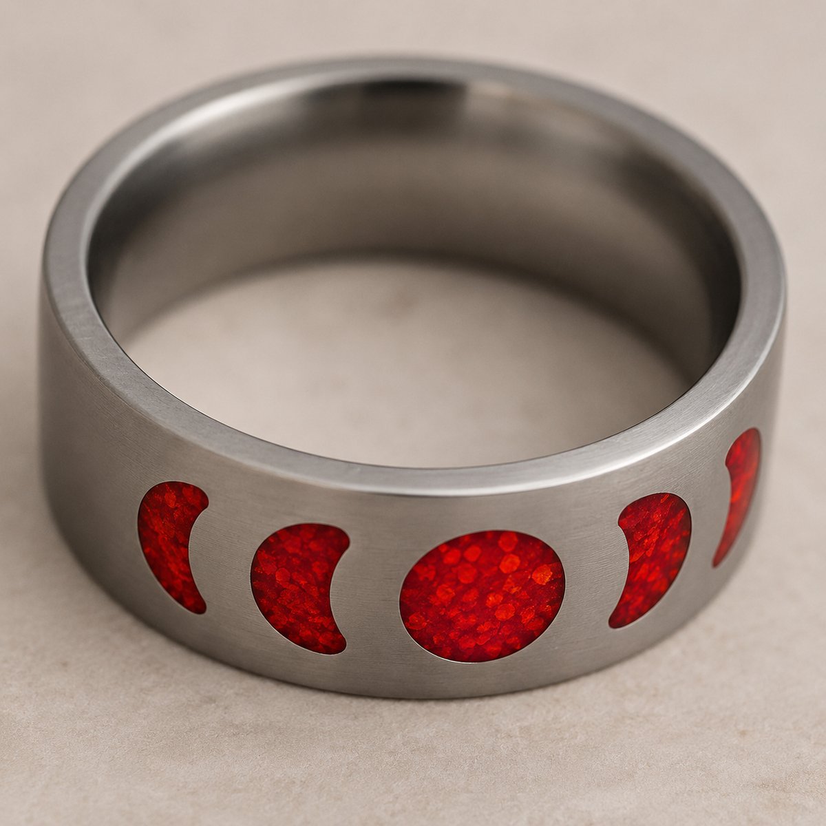 Moon Phase — Fire Ring — handcrafted ring detail view 4