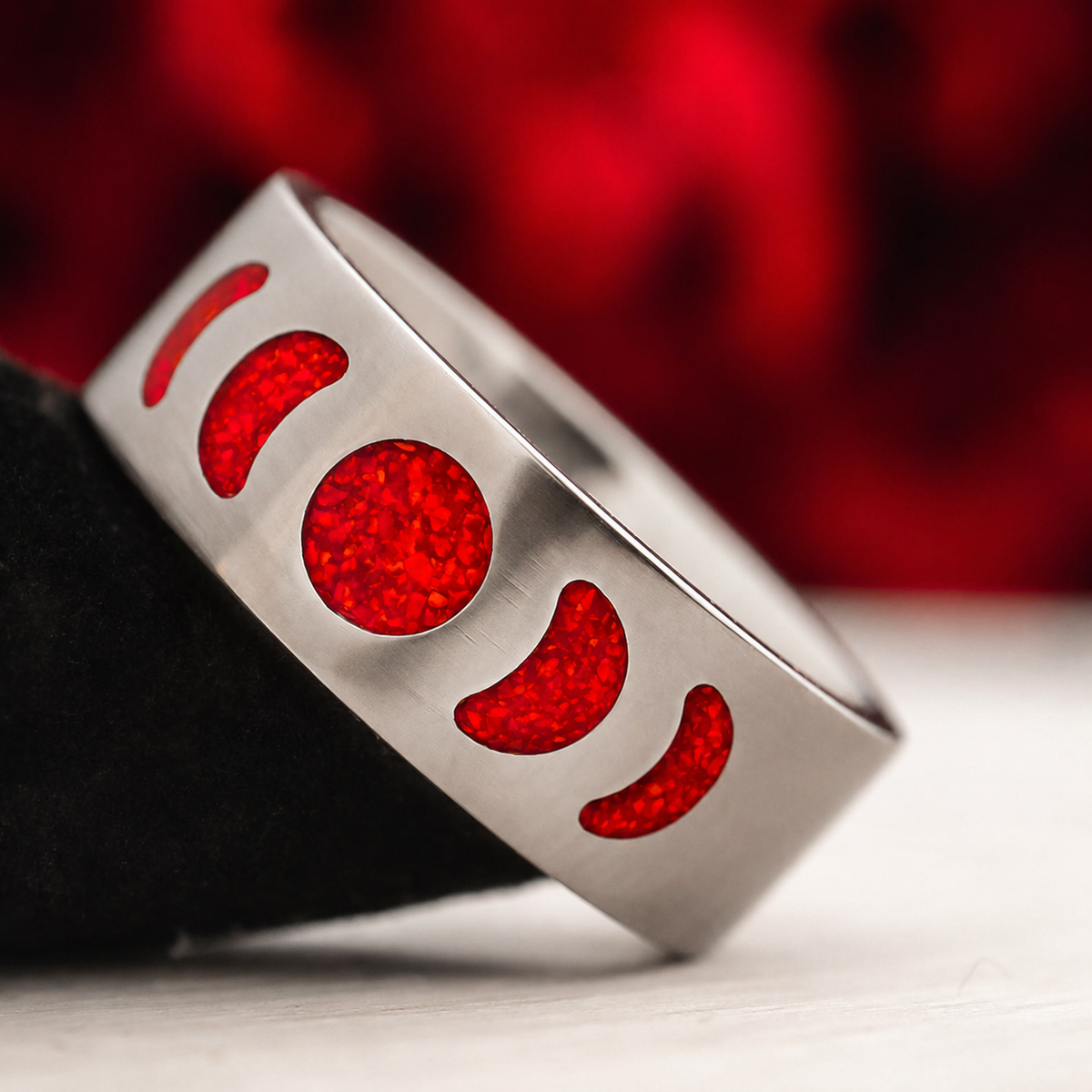 Moon Phase — Fire Ring — handcrafted ring detail view 6