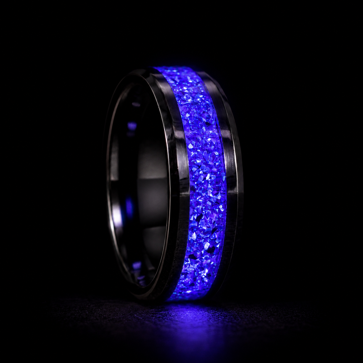Lavender — Black Ceramic Ring — handcrafted ring detail view 2