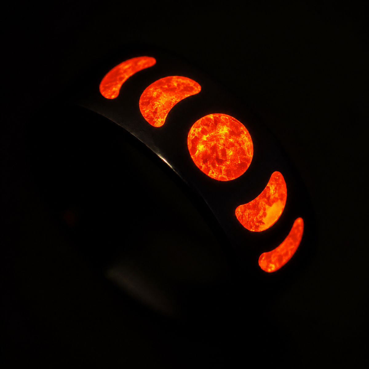 Moon Phase — Fire Ring — handcrafted ring detail view 5