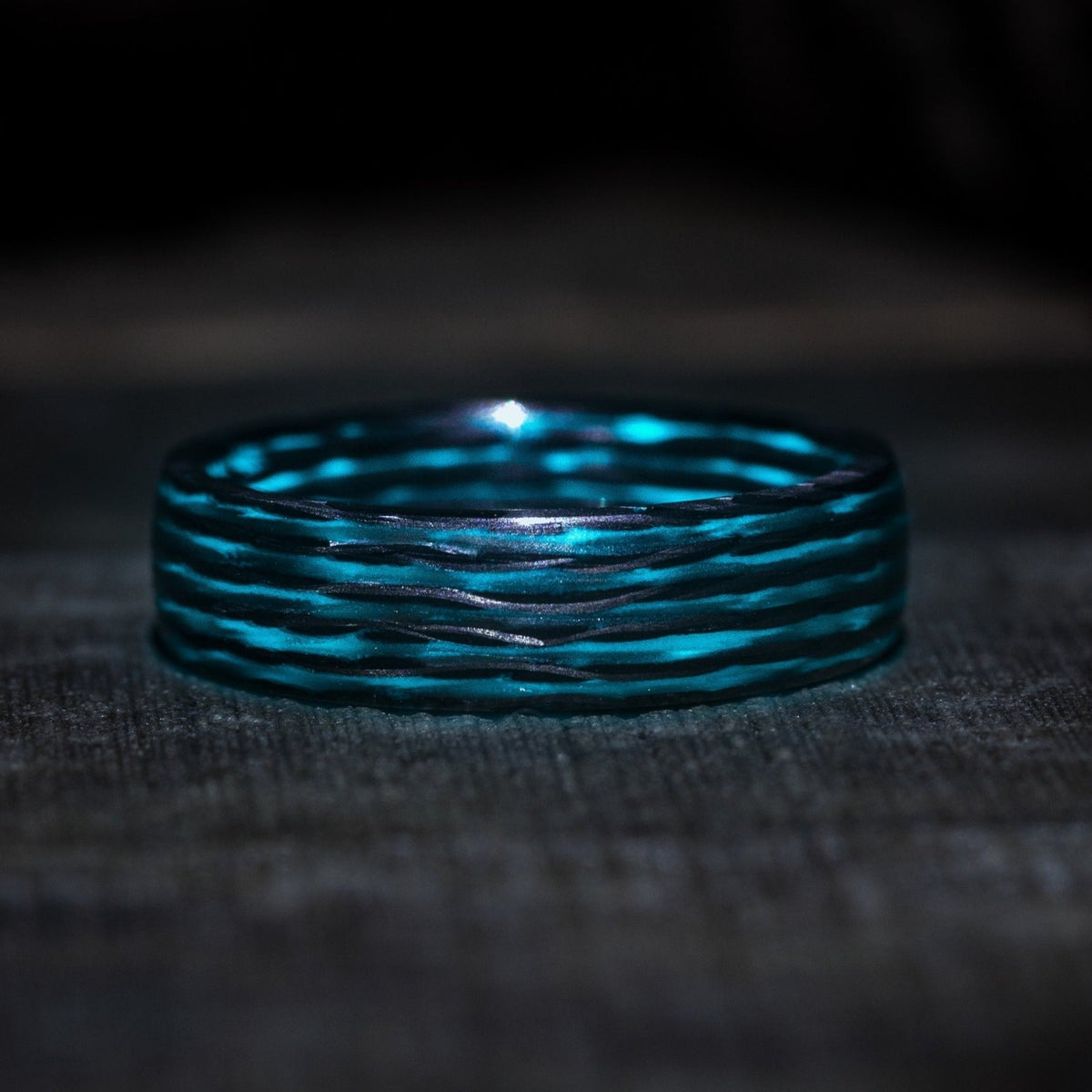 Aqua Matrix Lume Carbon Fiber Ring — handcrafted ring detail view 5