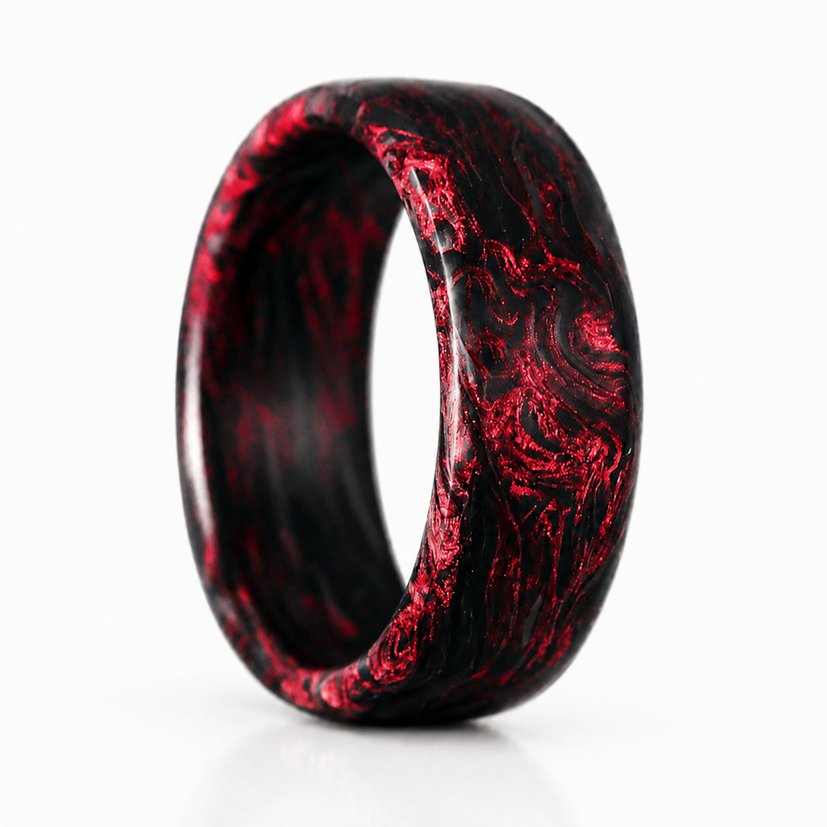 Carbon Storm — Redline Ring — handcrafted ring detail view 3