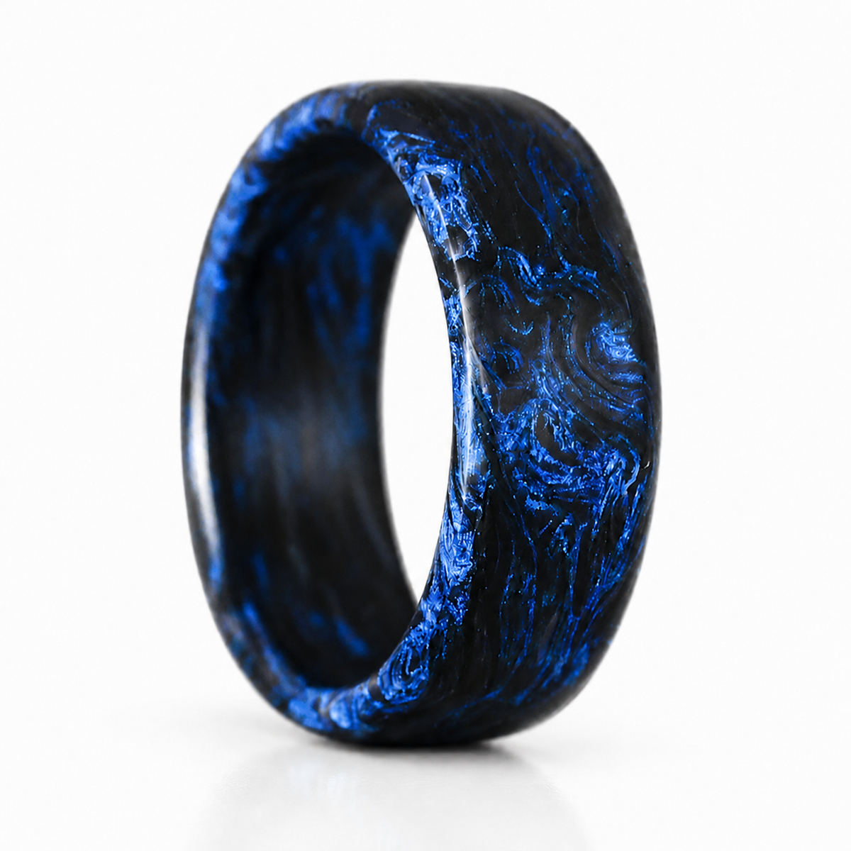 Carbon Storm — Navy Ring — handcrafted ring detail view 3