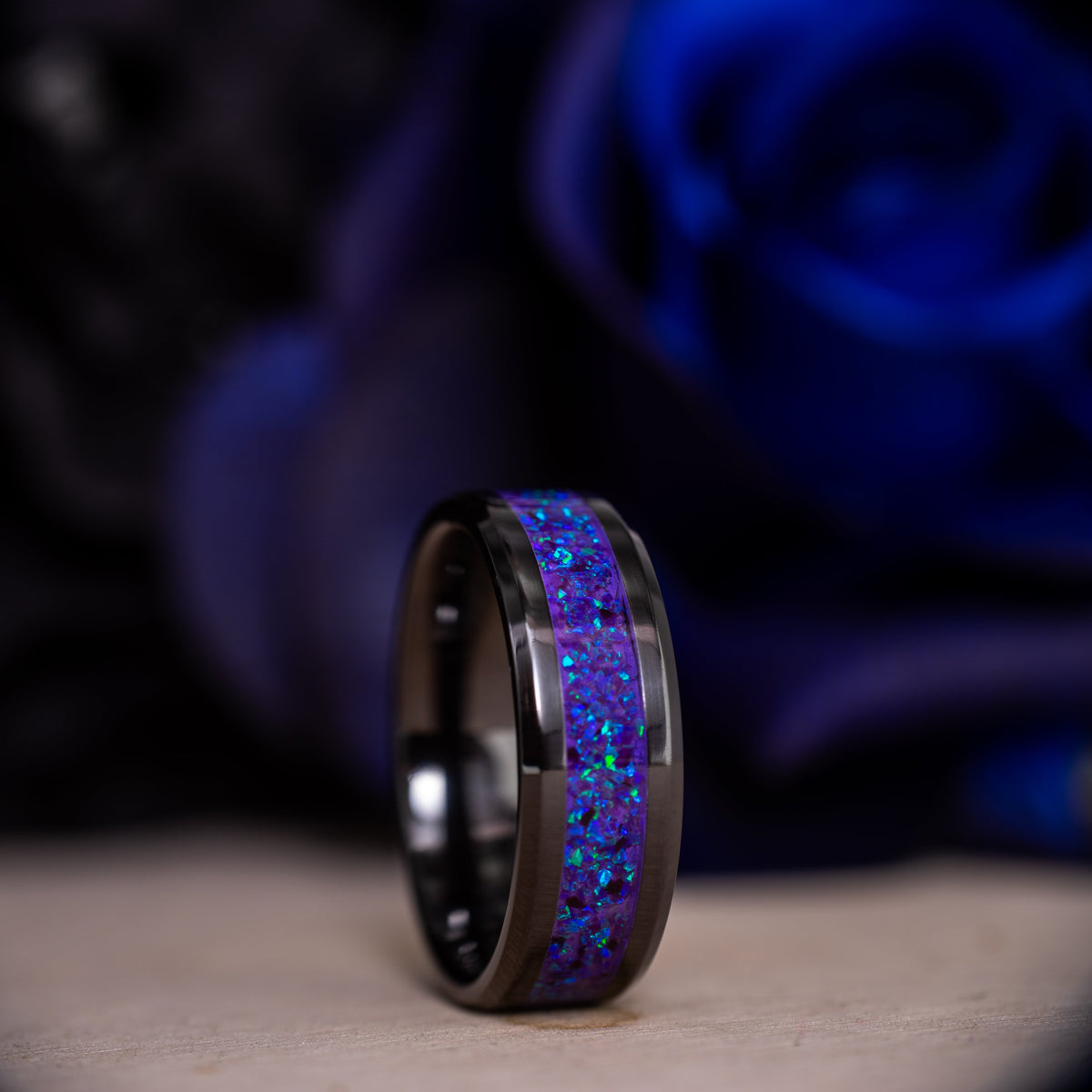 Lavender — Black Ceramic Ring — handcrafted ring detail view 8