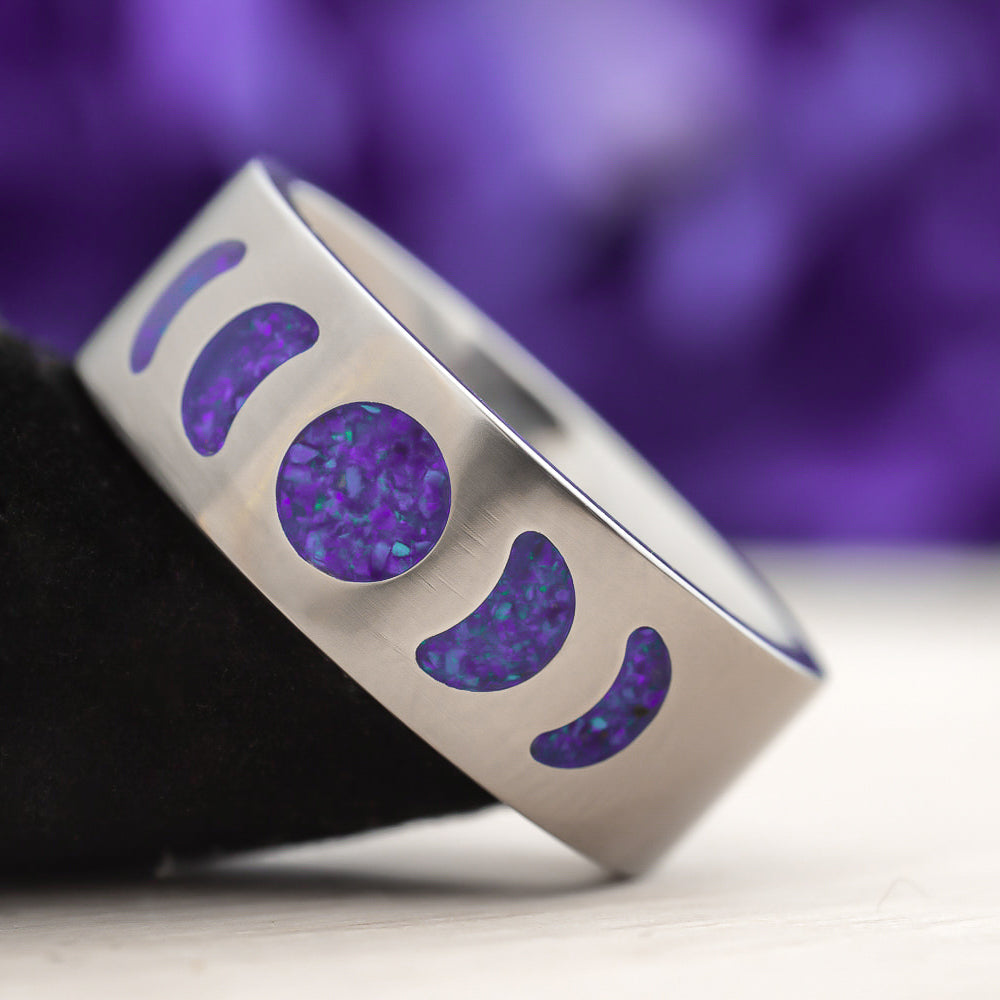 Moon Phase — Amethyst Ring — handcrafted ring detail view 3