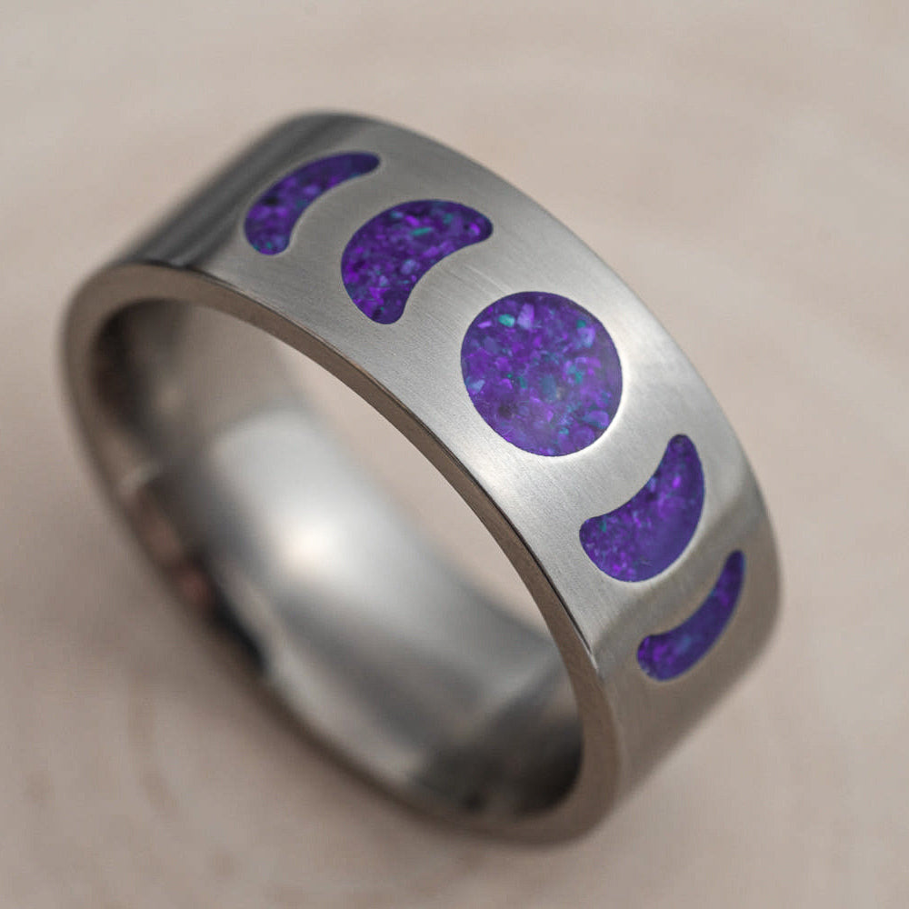 Moon Phase — Amethyst Ring — handcrafted ring detail view 4