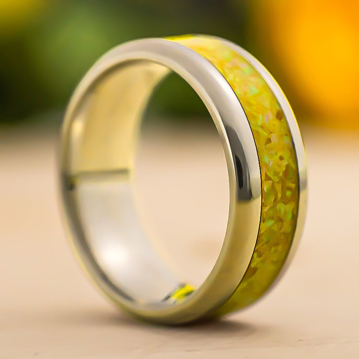 Goldenrod — Stainless Steel Ring — handcrafted ring detail view 3
