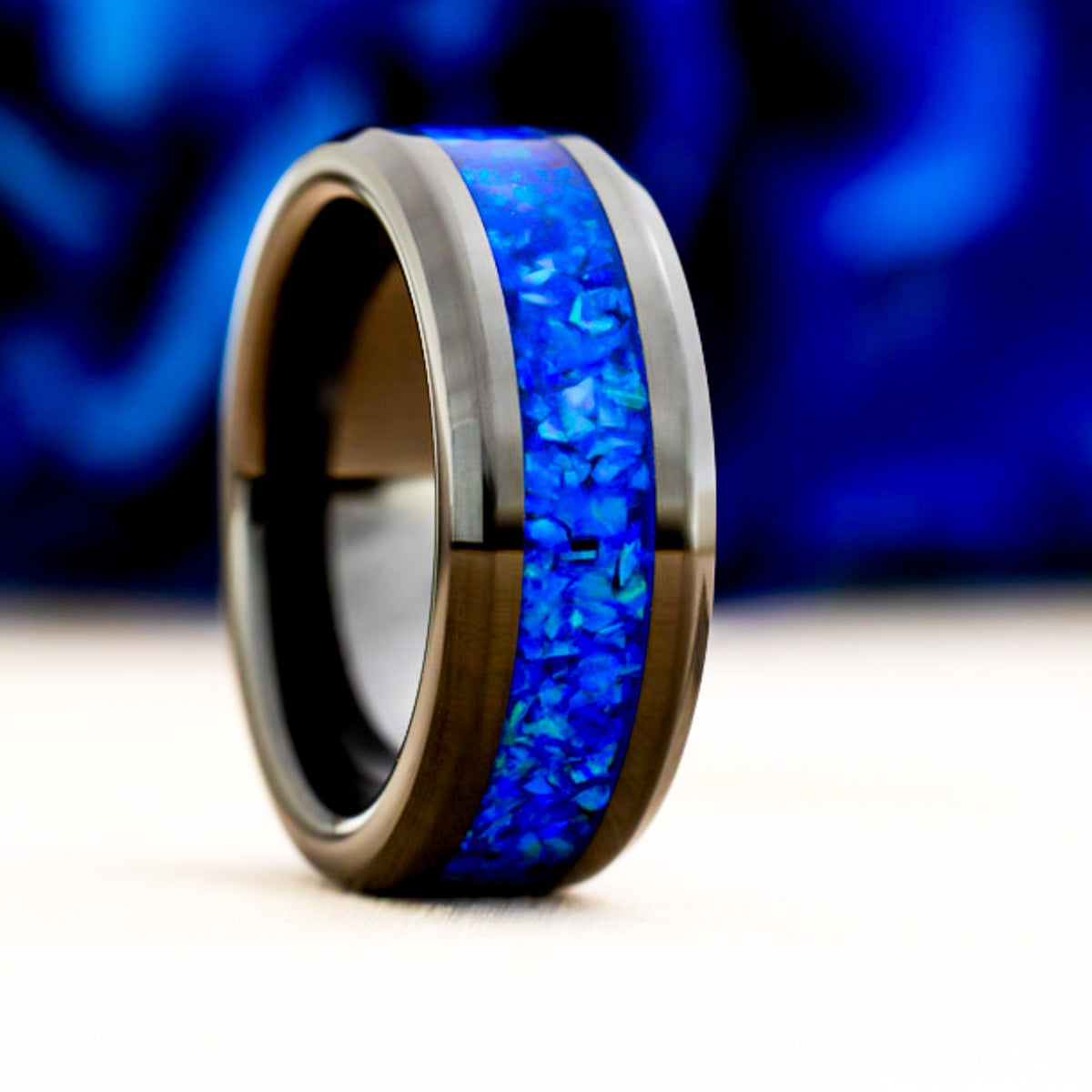 Nereus — Black Ceramic Ring — handcrafted ring detail view 4