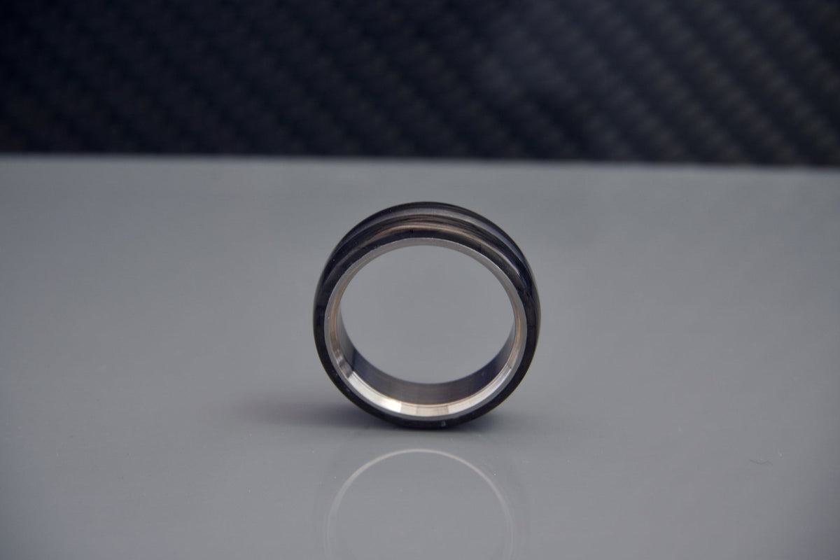 Titan Oracle Carbon Fiber + Titanium Ring — handcrafted ring detail view 6