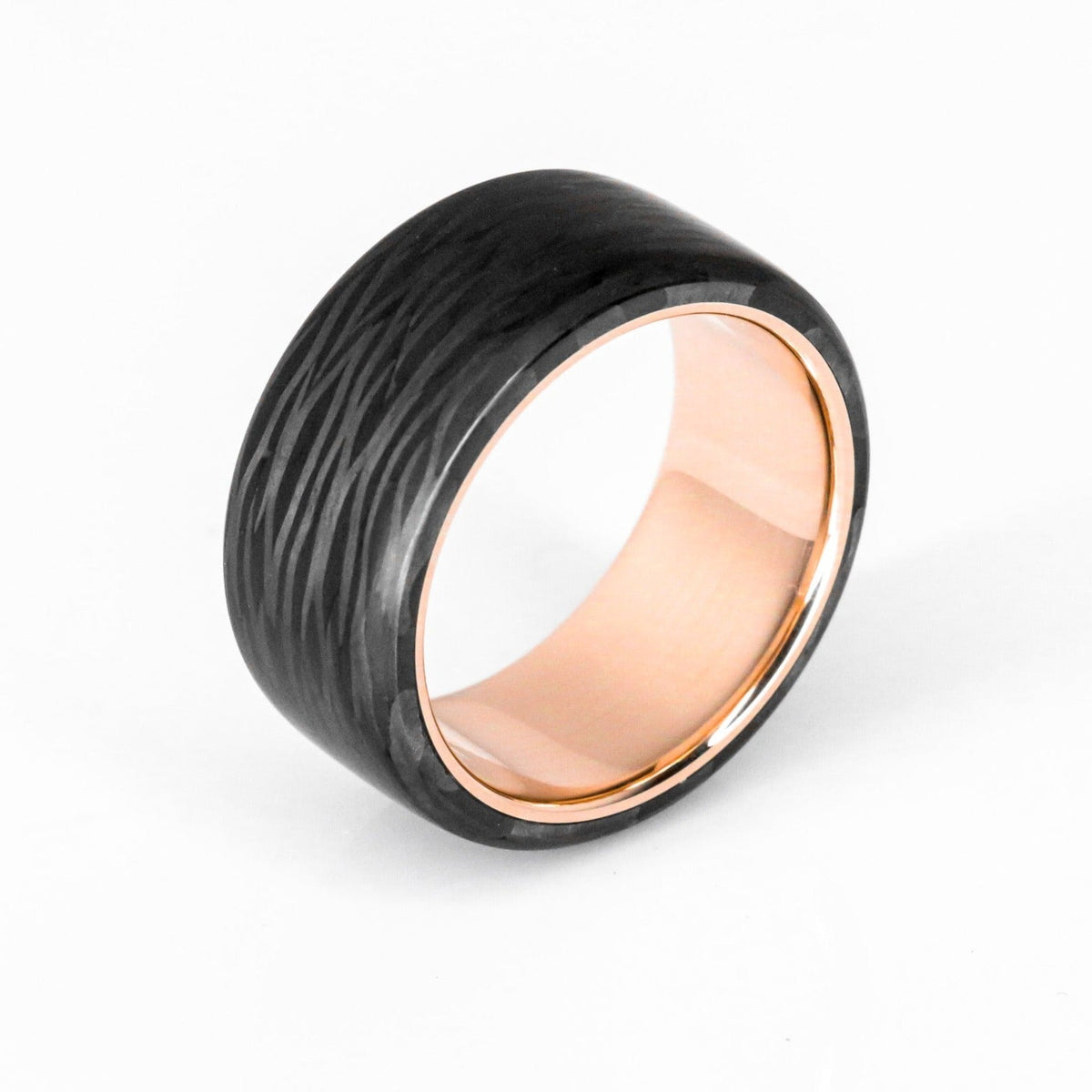 Carbon Fiber and Gold Ring — handcrafted ring detail view 3