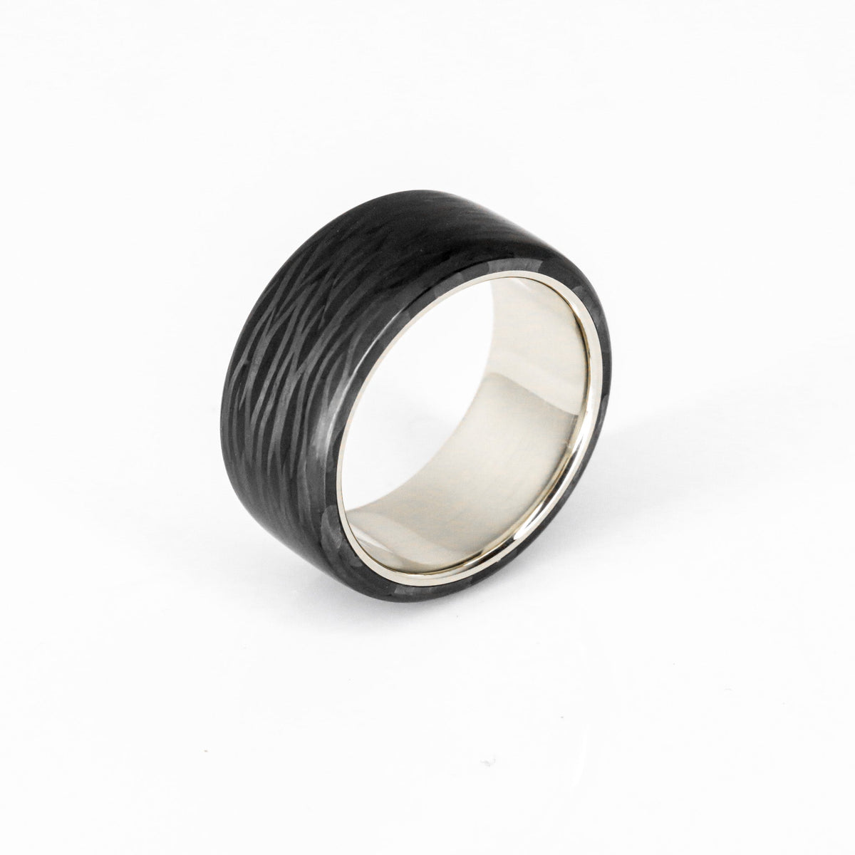 Carbon Fiber and Gold Ring — handcrafted ring detail view 5