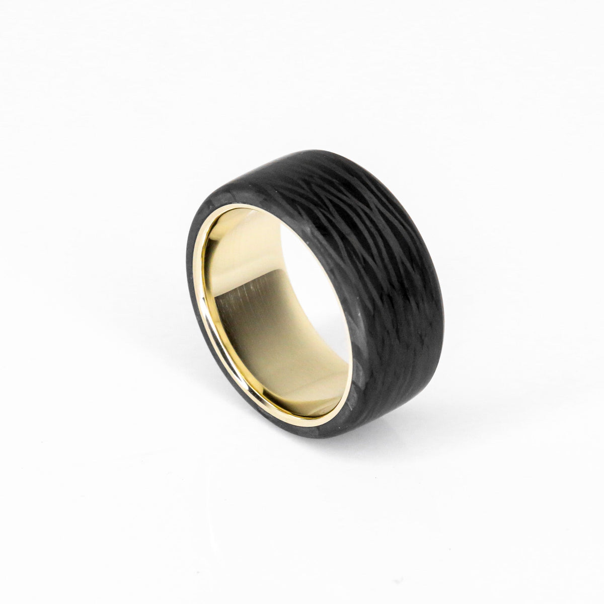 Carbon Fiber and Gold Ring — handcrafted ring detail view 6