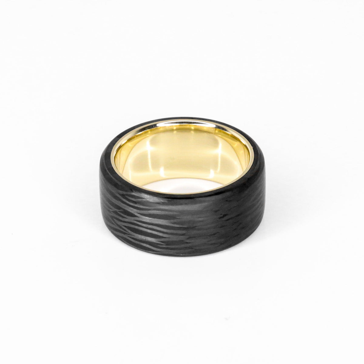 Carbon Fiber and Gold Ring — handcrafted ring detail view 7