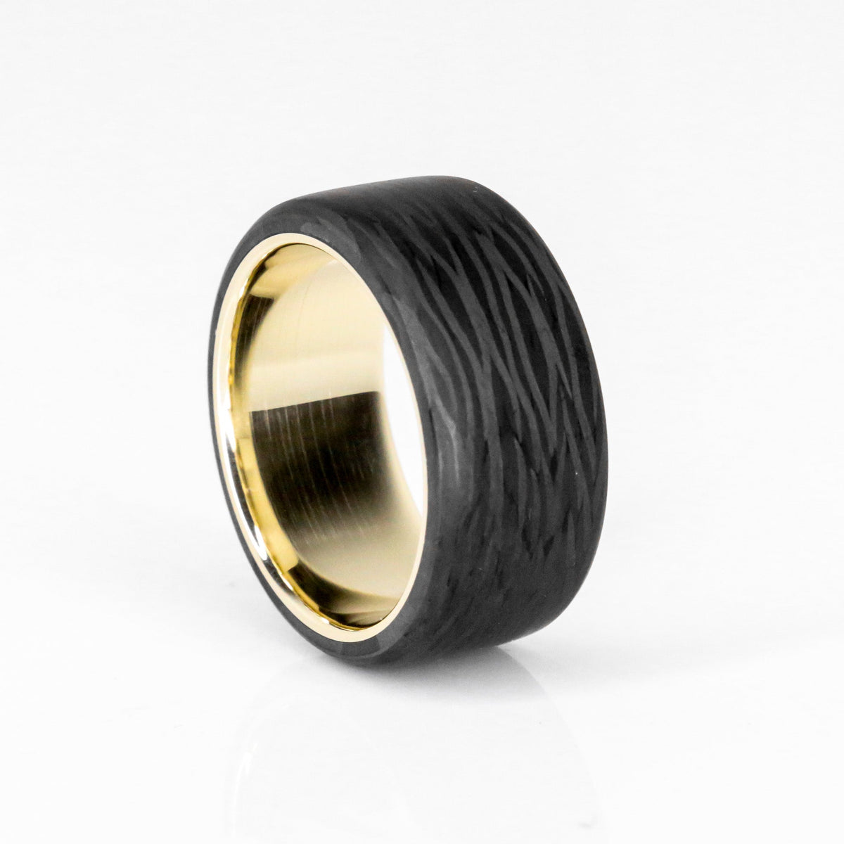 Carbon Fiber and Gold Ring — handcrafted ring detail view 9
