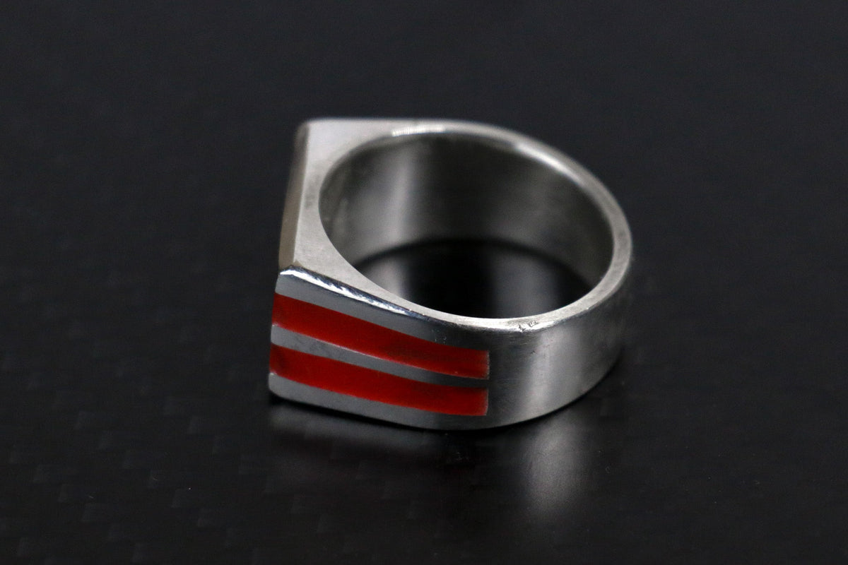 2 Band Super Lume Signet — Silver — handcrafted ring detail view 5