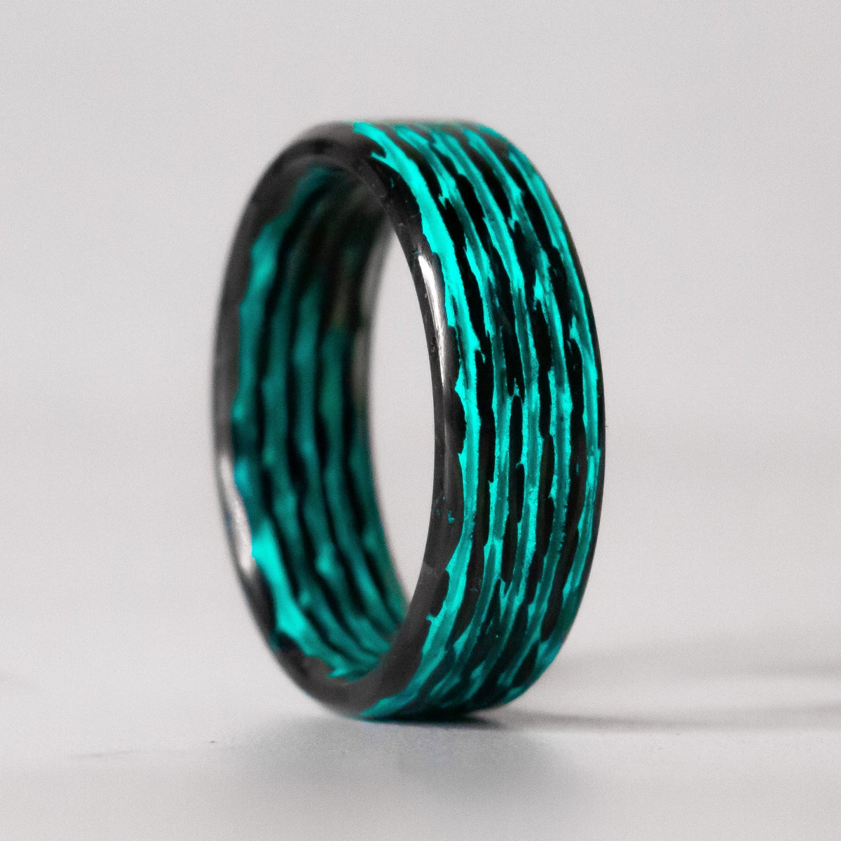 Aqua Matrix Lume Carbon Fiber Ring — handcrafted ring detail view 3