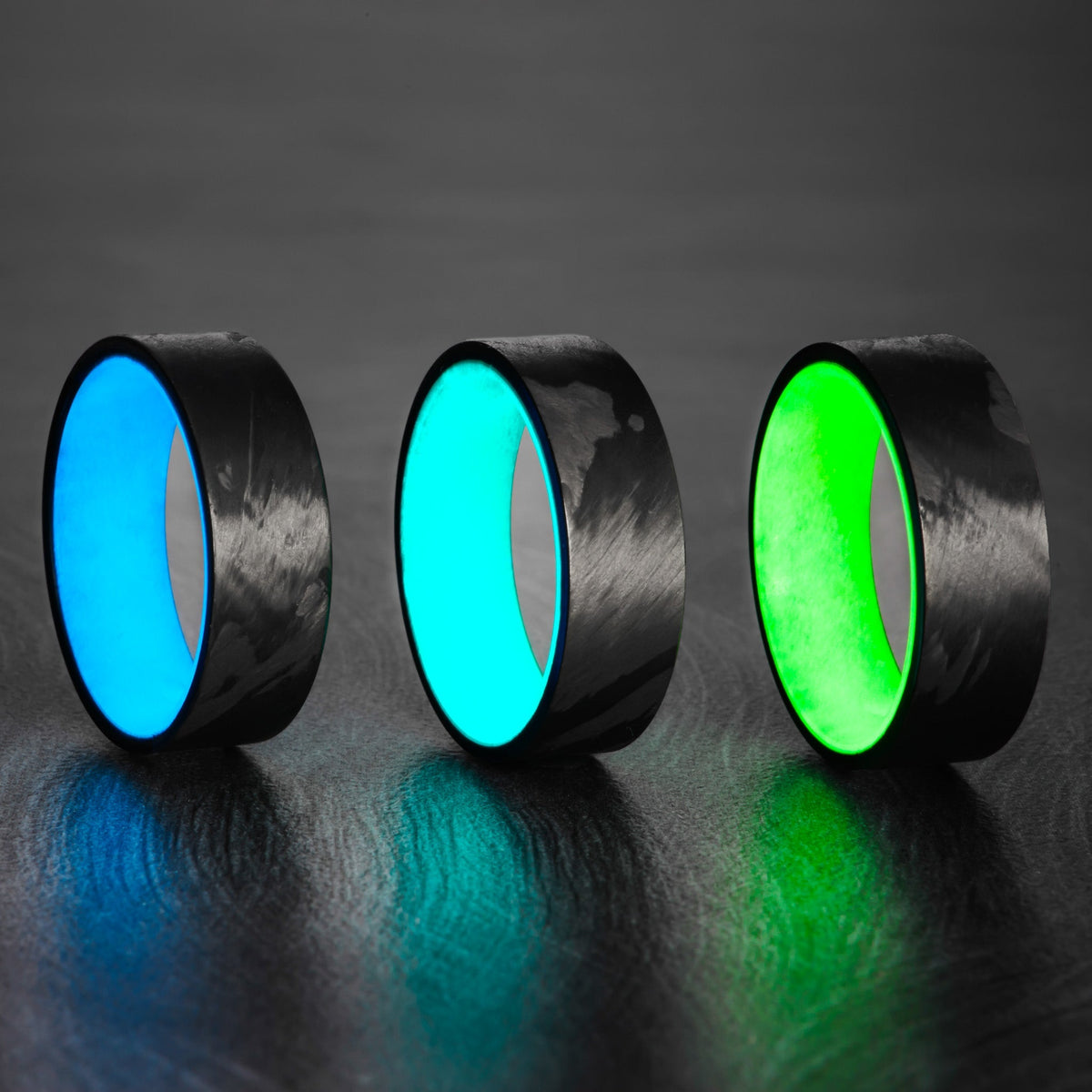 The Raceline — Flat Filament Carbon With Lume Ring shown with color and design variations