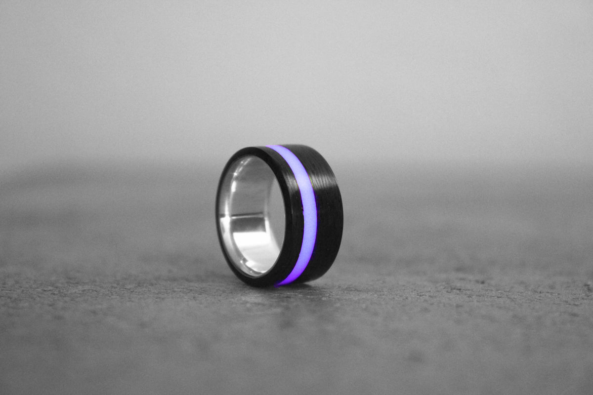Custom Lume Stripe with Carbon Fiber on Sterling Silver – product view 4