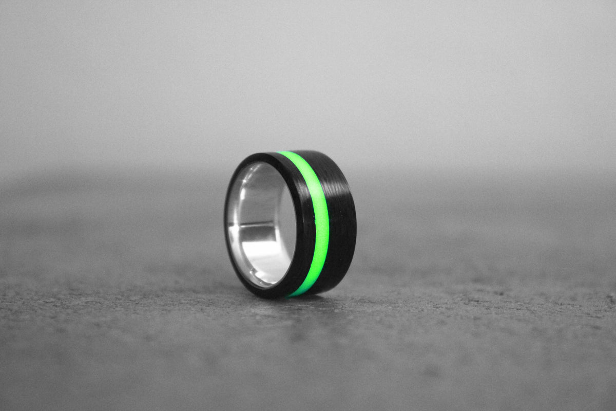 Custom Lume Stripe with Carbon Fiber on Sterling Silver – product view 2