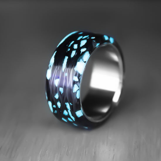 Alien Eclipse Blue Glow Ring — handcrafted ring detail view 3