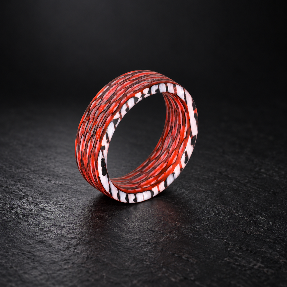 Fire Ghost Matrix ring on a dark studio background