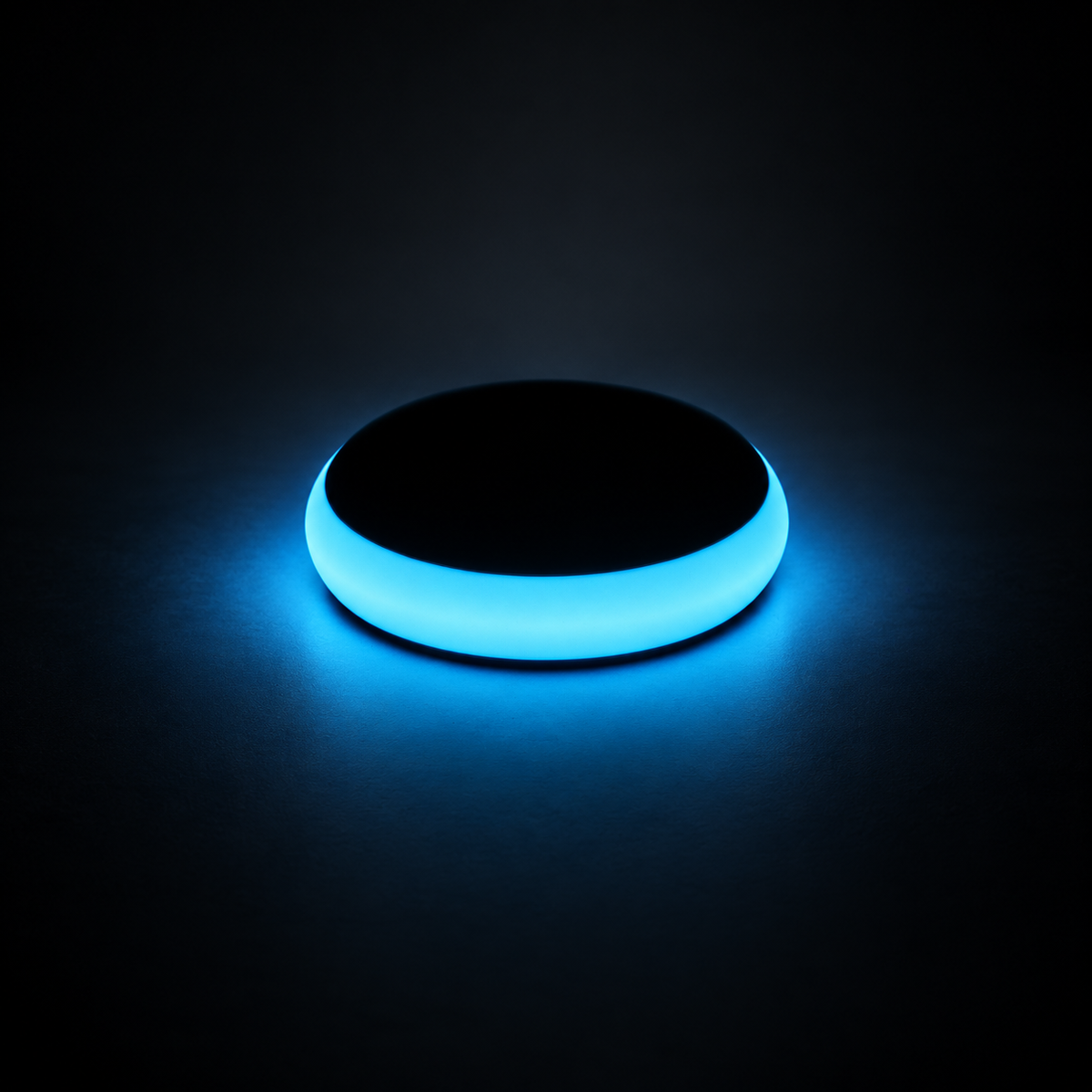 Lume Stacker slim blue glow band on a dark studio background