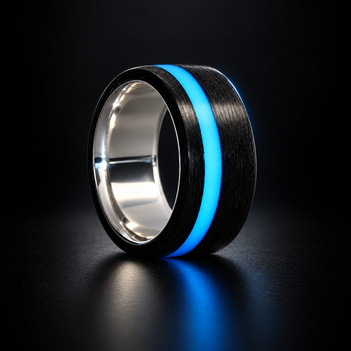 Custom Lume Stripe with Carbon Fiber on Sterling Silver — uniform collection hero image