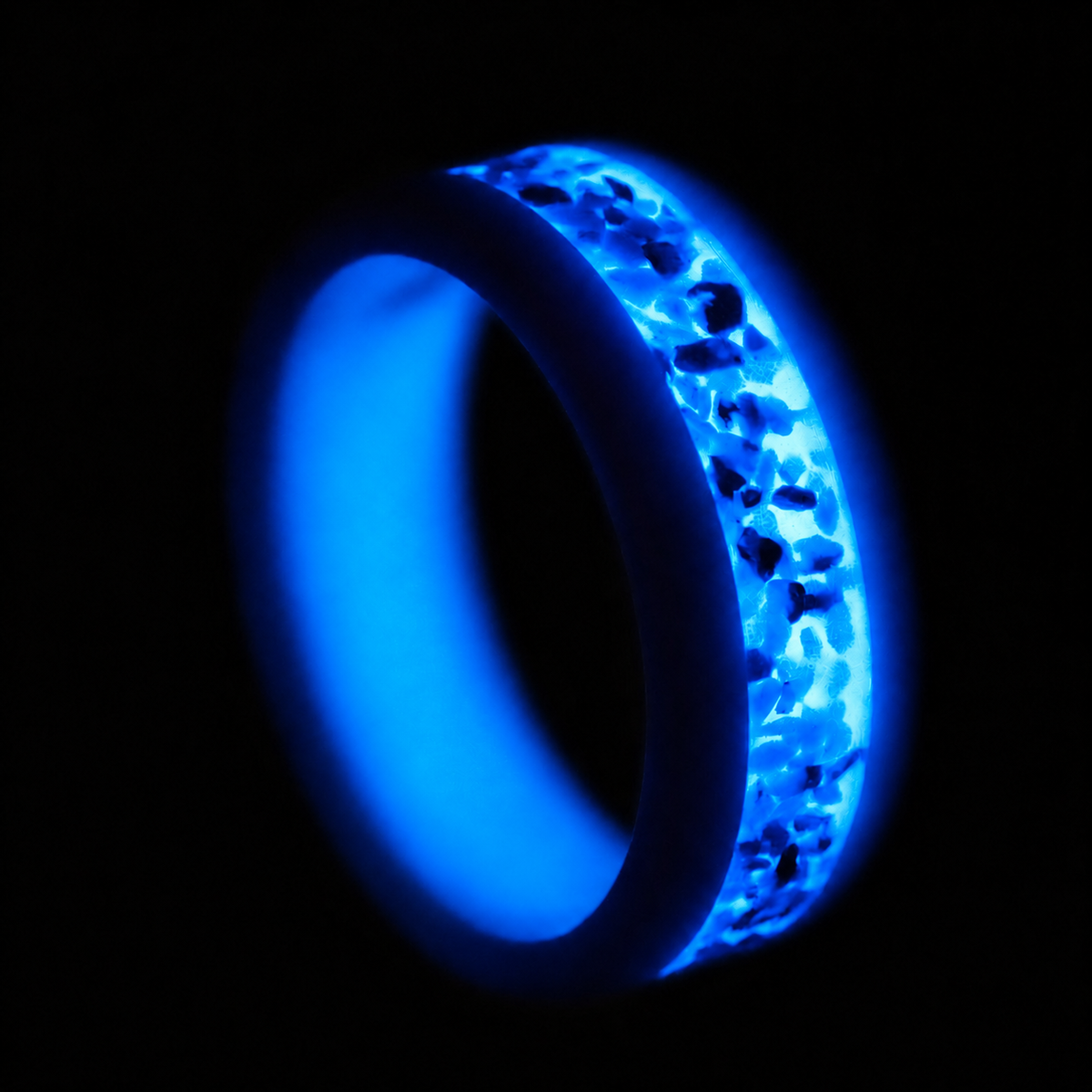 Cold Fusion — Blue Glow Ring — handcrafted ring detail view 2