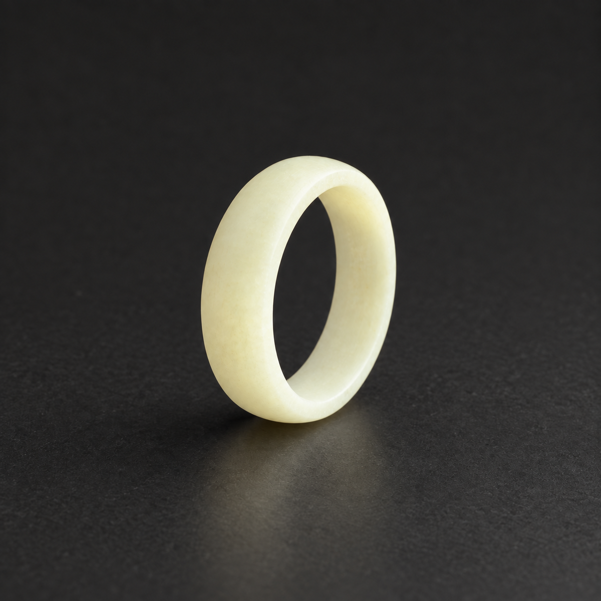 Finished Cobalt Halo ring with a smooth satin ivory finish in studio lighting
