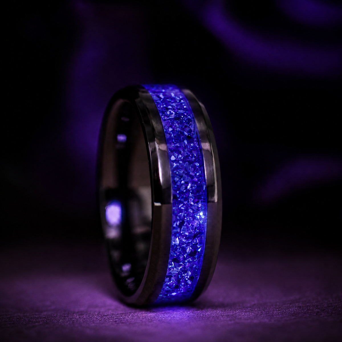 Lavender — Black Ceramic Ring — handcrafted ring detail view 6