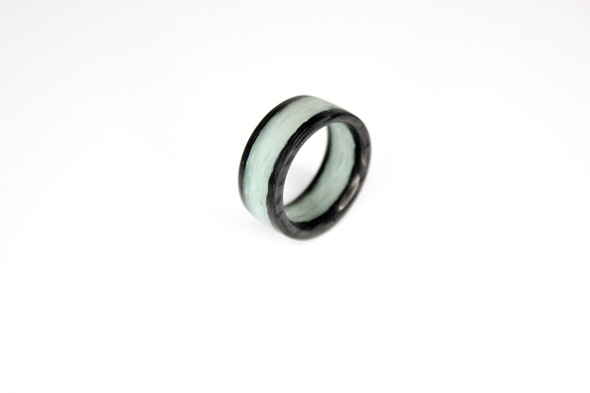 Hercules — The Aqua Lume Center Stripe Ring — handcrafted ring detail view 3